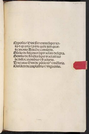 Expositio super tertia, quarta, et parte quintae fen IV. libri Avicennae