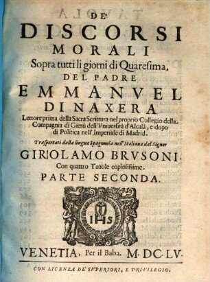 De' Discorsi Morali Sopra tutti li giorni di Qvaresima, 2