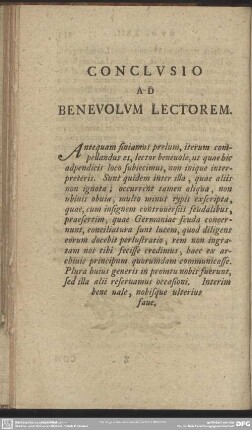 Conclusio Ad Benevolum Lectorem