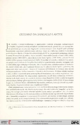III. Giuliano da Sangallo i antyk