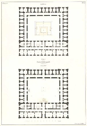 Mühe, Anton; Central-Gefängnis - Grundriss EG, Grundriss 1. OG u. 2. OG