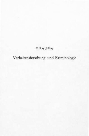 Verhaltensforschung und Kriminologie