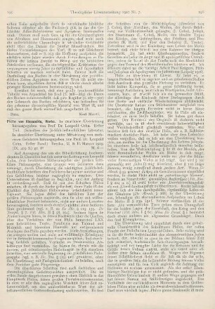 195-197 [Rezension] Cohn, Leopold (Hrsg.), Philo von Alexandria: Werke, in deutscher Übersetzung. 1. Teil