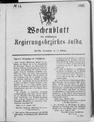 No. 14., Ausgabe vom 15. Februar 1868