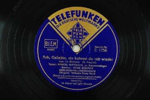 Ach, Geliebte, nie kehrest du mir wieder : aus: La Bohème / (G. Puccini)