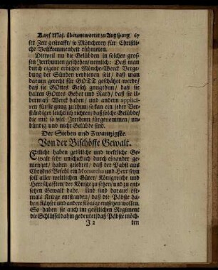 Der Sieben und Zwanzigste. Von der Bischöffe Gewalt.