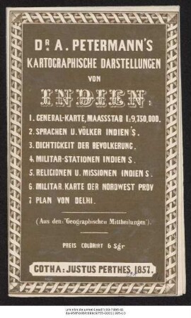 Die geographisch-statistischen Hauptmomente Indien's