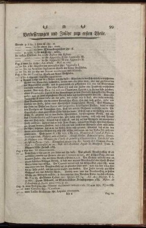 Verbesserungen und Zusätze zum ersten Theile.