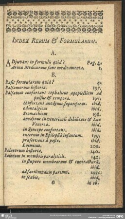 Index Rerum & Formularum