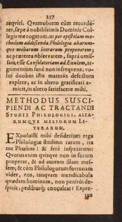 Methodus Suscipiendi Ac Tractandi Studii Philologici, Aliarumque Meliorum Literarum.