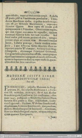 Modernae Igitur Lineae Brandeburgicae Series haec est