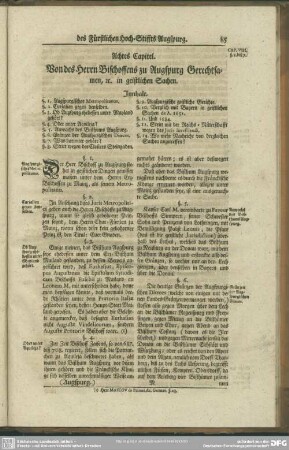 Achtes Capitel. Von des Herrn Bischoffens zu Augspurg Gerechtsamen, [et]c. in geistlichen Sachen