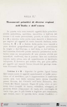 Sala II: Monumenti primitivi di diverse regioni dell'Italia e dell'estero