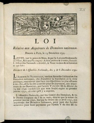 1-4, Loi. Relative aux Acquéreurs de...