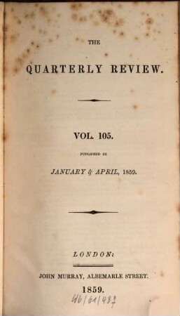 The quarterly review, 105 = No. 209 - 210. 1859