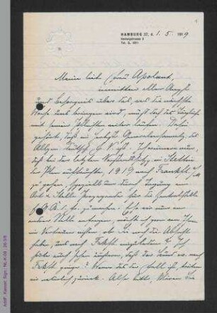 Brief von Antonie Traun an Jenny Apolant