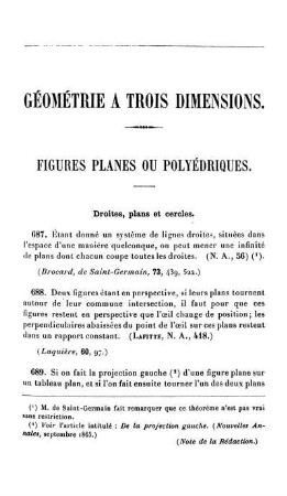 Géométrie à trois dimensions. Figures Planes ou Polyhédriques. Corps Ronds. Géométrie Descriptive.