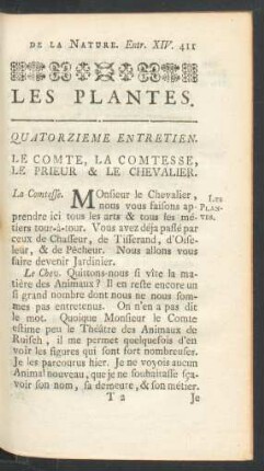 Quatorzieme entretien. Les Plantes.
