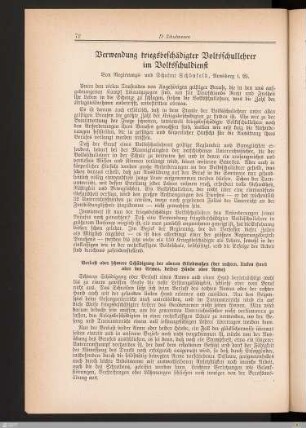 Verwendung kriegsbeschädigter Volksschullehrer im Volksschuldienst