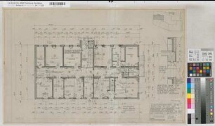Lippstadt (Lippstadt) Erweiterungsbau des Amtsgerichts und Gefängnisses Grundriß Erdgeschoß Gefängnis 1961 1 : 50 50 x 77 Zeichnung Staatshochbauamt Soest