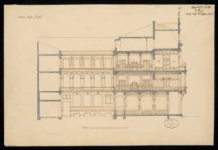 Wohnhaus mit Laden Monatskonkurrenz April 1877: Längsschnitt; Maßstabsleiste