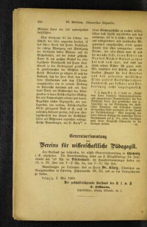 Generalversammlung des Vereins für wissenschaftliche Pädagogik