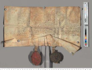 A1: Abt Georg des Klosters Speinshart. A2: Konvent des Klosters Speinshart. S1: A1. S2: A2. E: Abt Friedrich und Konvent des Klosters Michelfeld. Betreff: Erneuerung der 1332 zwischen Abt Heinrich und Konvent des Klosters Michelfeld und Propst Volquinus und Konvent des Klosters Speinshart geschlossenen Gebetsverbrüderung.