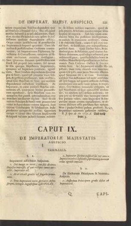 Caput IX. De Imperatoriae Majestatis Auspicio.