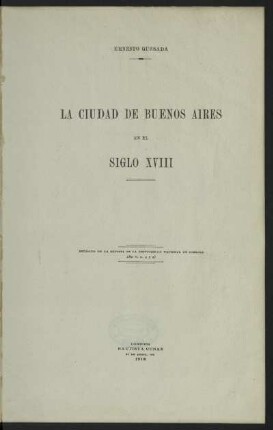 La ciudad de Buenos Aires en el siglo XVIII