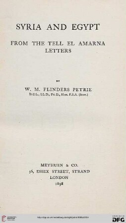 Syria and Egypt from the Tell el Amarna letters