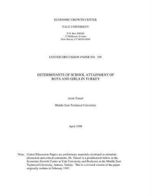 Determinants of school attainment of boys and girls in Turkey