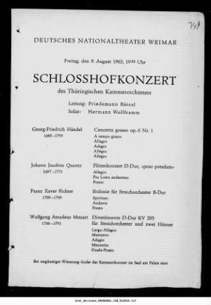 Schloßhofkonzert des Thüringischen Kammerorchesters