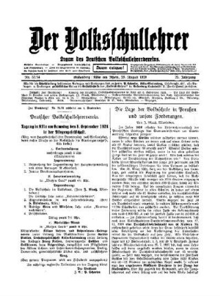 Die Lage der Volksschule in Preußen und unsere Forderungen
