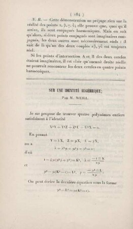 Sur une identité algébrique.