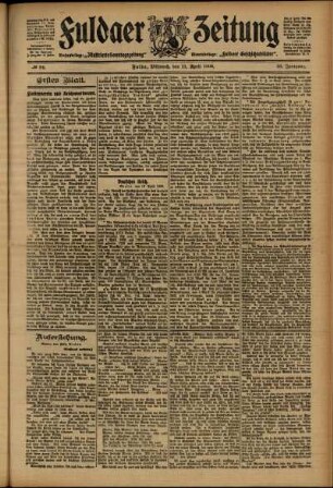 Erste Ausgabe vom Mittwoch, den 11. April 1906.