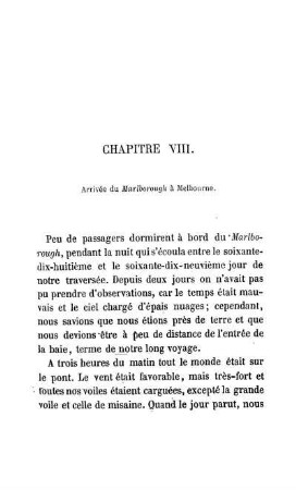 CHAPITRE VIII. - Arrivée du Marlborough à Melbourne