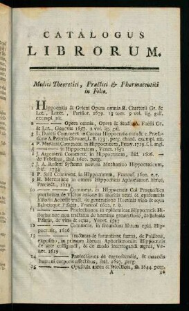 1-3, Medici Theoretici, Practici & Pharmaceutici in Folio