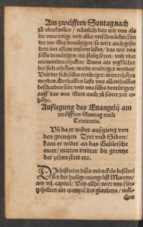 Außlegung des Evangelii am zwölfften Sontag nach Trinitatis.