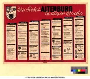 Originaltitel: Was bietet Altenburg in dieser Woche 19. Februar bis 25. Februar 1951