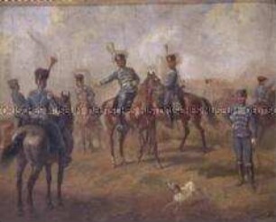 Sächsische Husaren zu Pferde 1876
