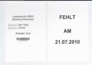Entnazifizierung Karl Raddatz, geb. 00.00.0000 ()