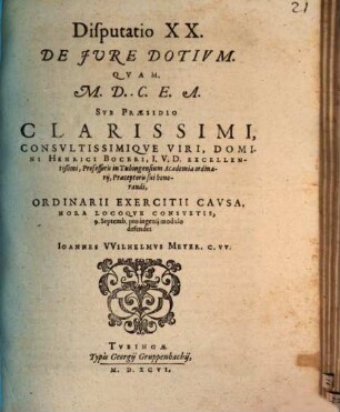 Classis I. disp. XX. de iure dotium