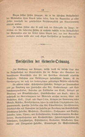 IV. Vorschriften der Gewerbe-Ordnung