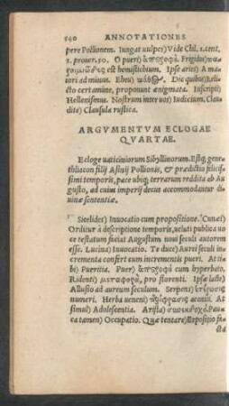 Argumentum Eclogae Quartae.