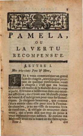 Pamela, Ou La Vertu Recompensée, 1