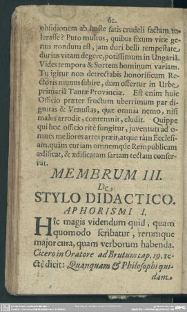 Membrum III. De Stylo Didactico