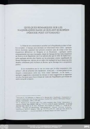 Quelques Remarques Sur Les Naqshbandis Dans Le Sud-Est Européen (Période Post-Ottomane)
