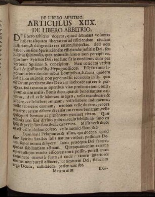 Articulus XIIX. De Libero Arbitrio. Caput I; Caput II.; Brevis Explicatio Articuli; Tractatio De Viribus Liberi Arbitrii.