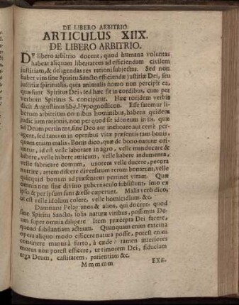 Articulus XIIX. De Libero Arbitrio. Caput I; Caput II.; Brevis Explicatio Articuli; Tractatio De Viribus Liberi Arbitrii.
