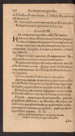 Cap. XVIII. De comparatis paribus, ...